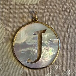 Mother of Pearl “j” Initial Pendant Necklace